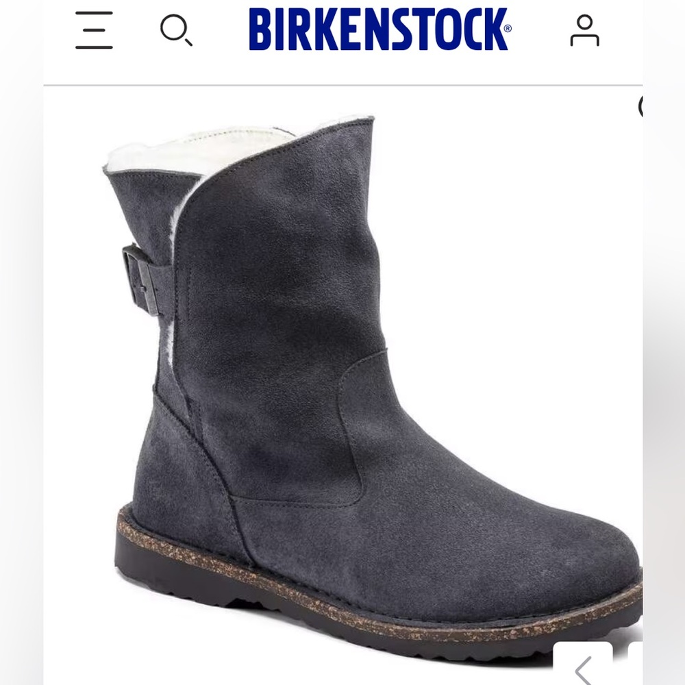 Birkenstock Graphite Suede Shearling-Lined Ankle Boot. BRAND NEW W/TAGS